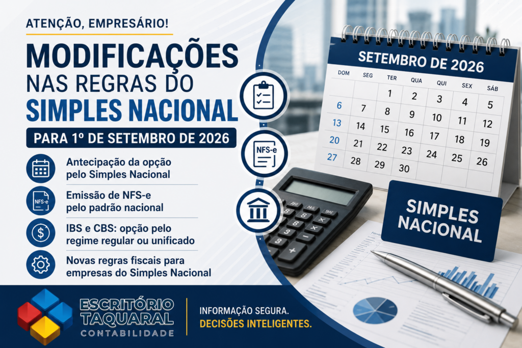 MODIFICAÇÕES NAS REGRAS DO SIMPLES NACIONAL PARA 1º DE SETEMBRO